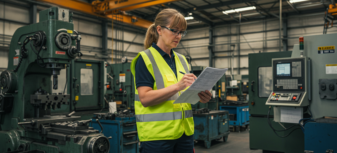 a production floor supervisor checking her list