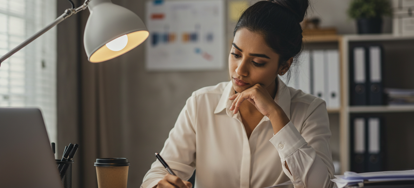 a woman writing notes