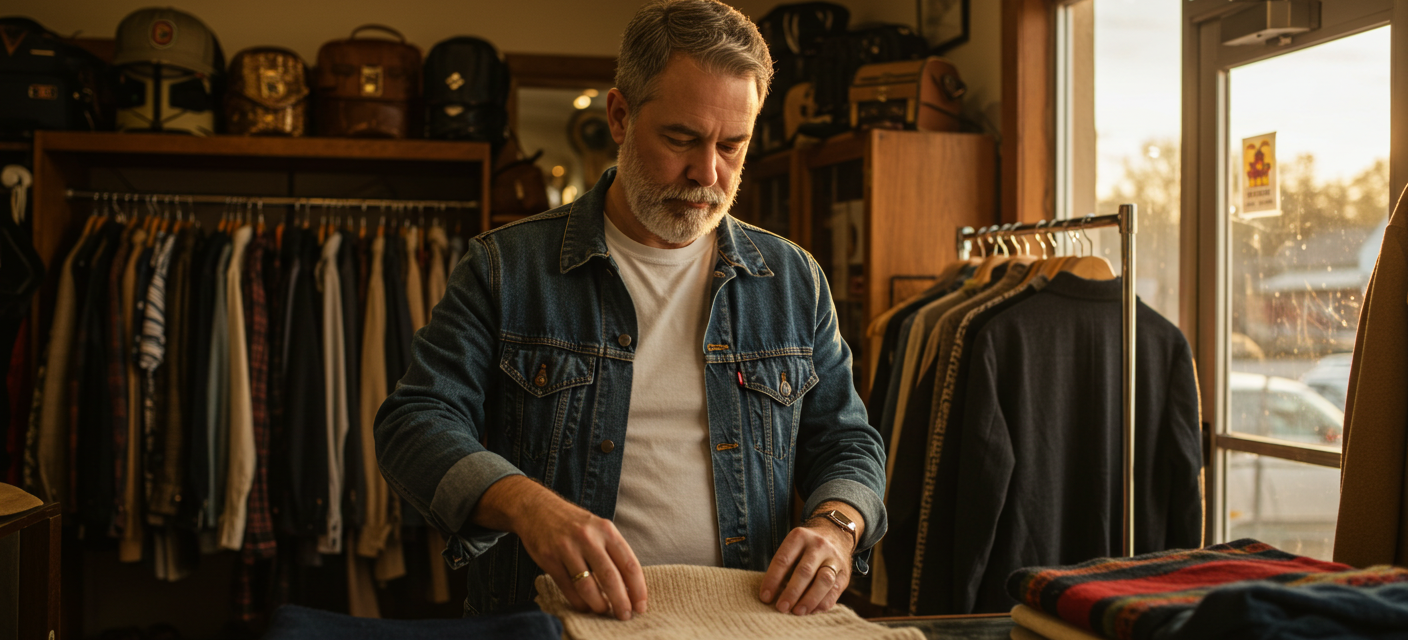 a small business owner folding clothes