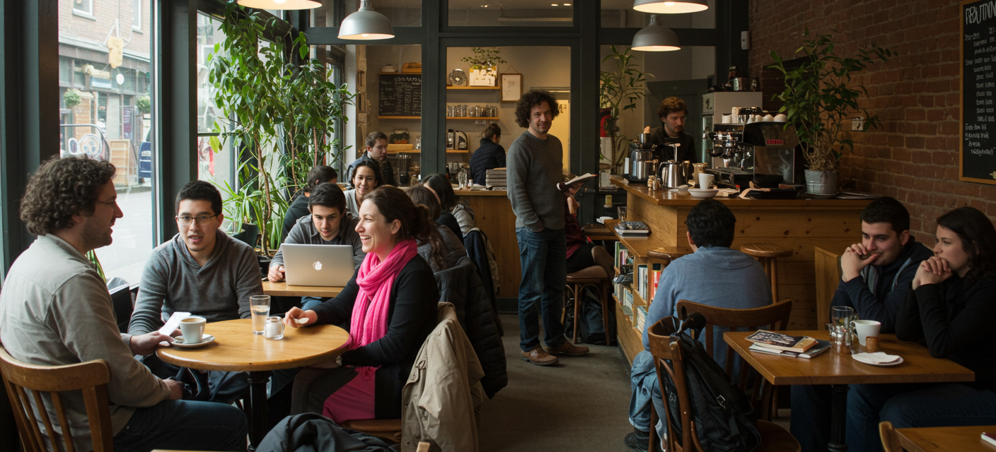 a busy small cafe