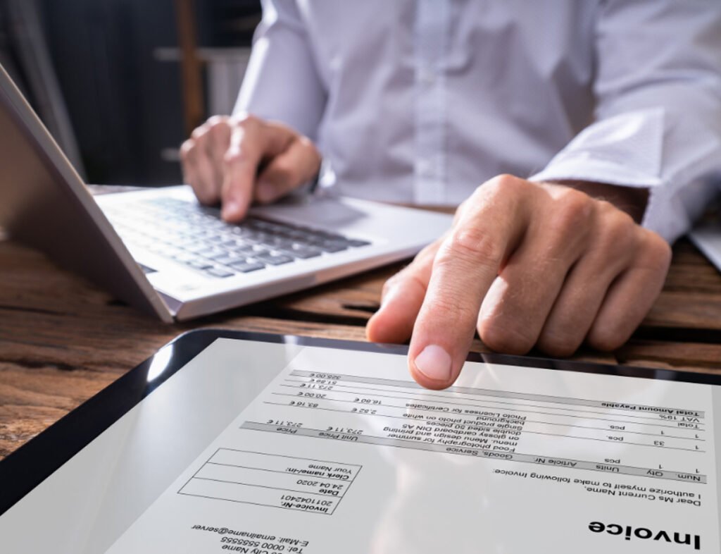 Invoice Finance product image showing invoices and reports