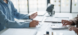 SME business owner reviewing finance options with broker